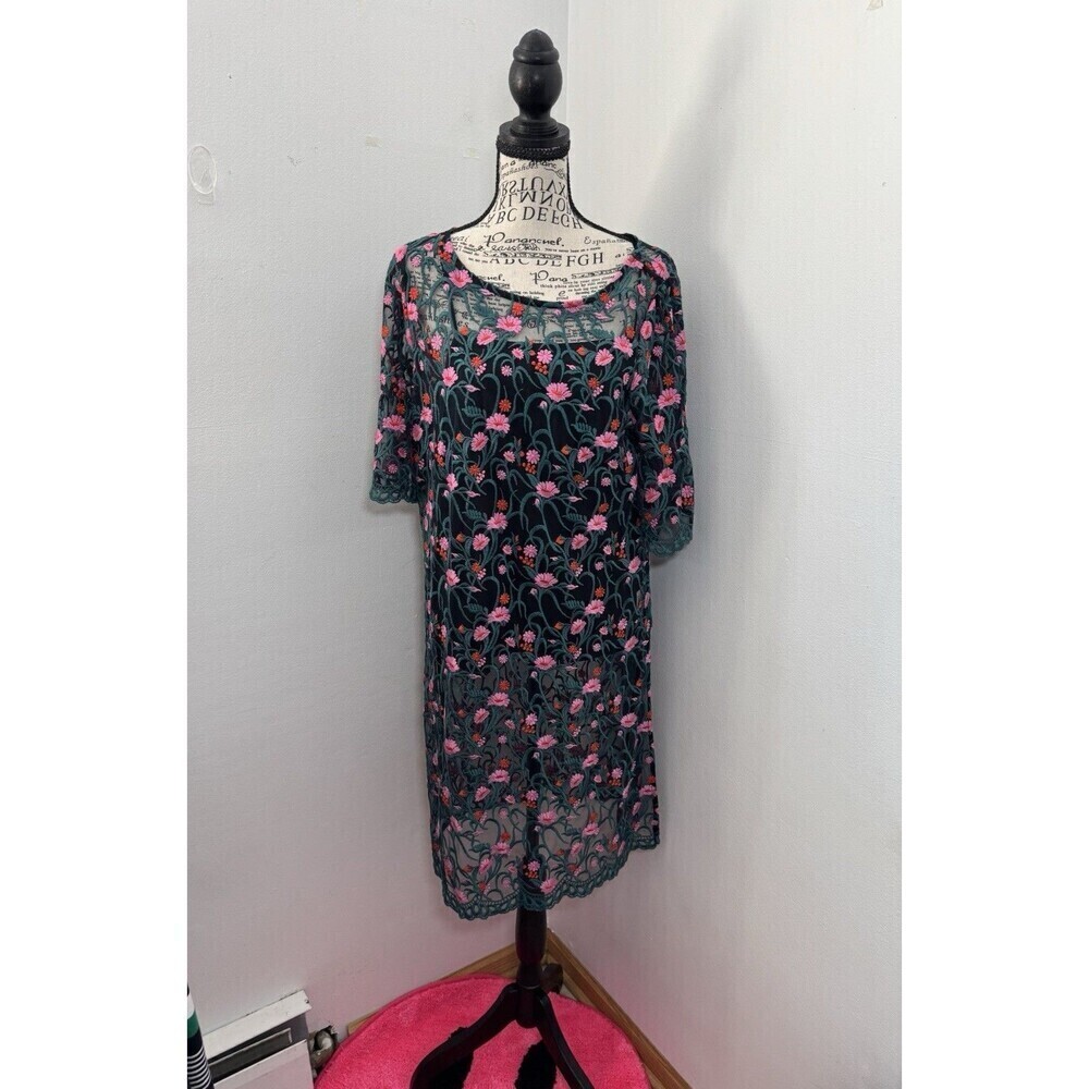Anthropologie Moulinette Soeurs Flower Embroidered Summer Dress Size MEDIUM - Picture 2 of 11